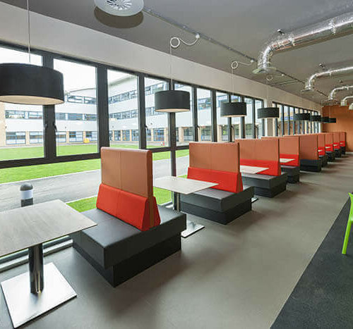 modular canteen with tables and chairs